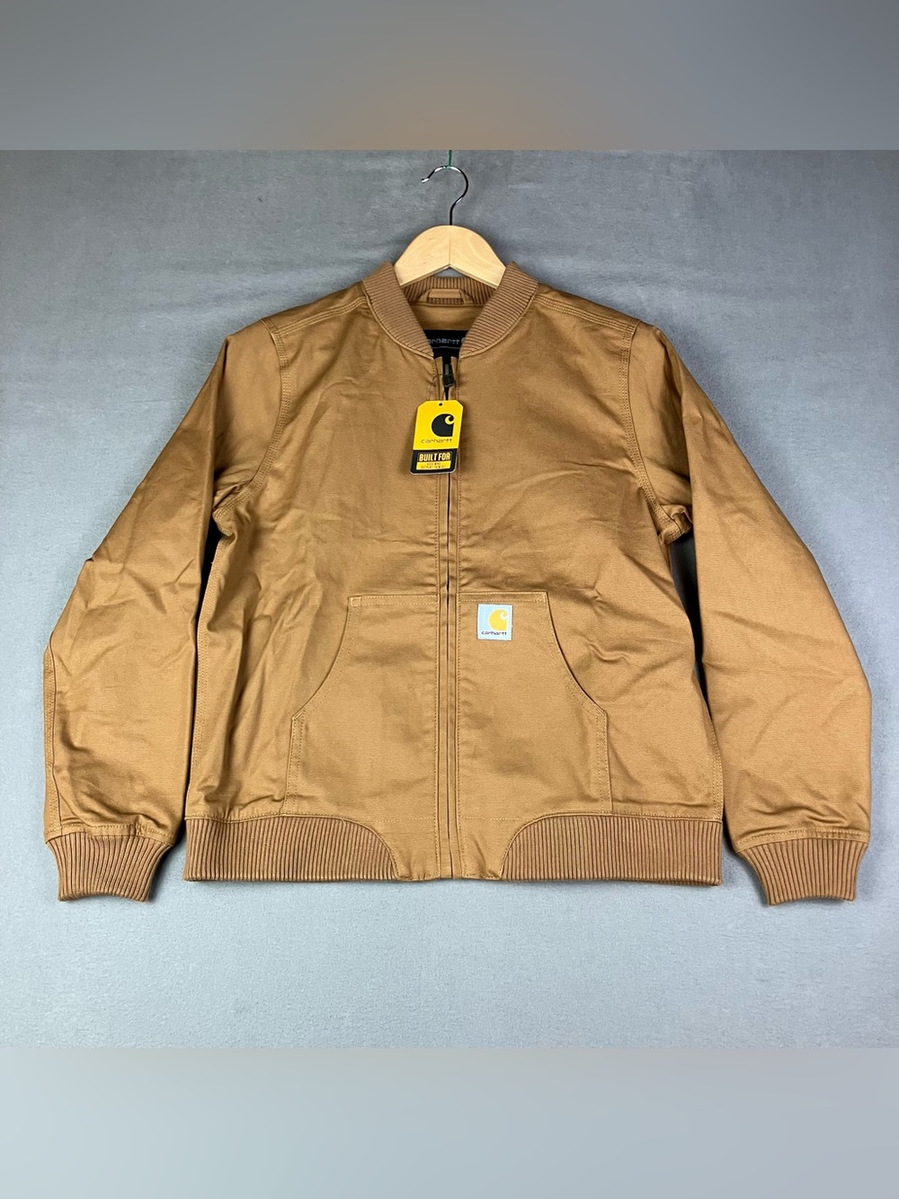 Carhartt Youth Kids Size L (14) Rugged Flex Canvas Bomber Jacket Brown NWT! New